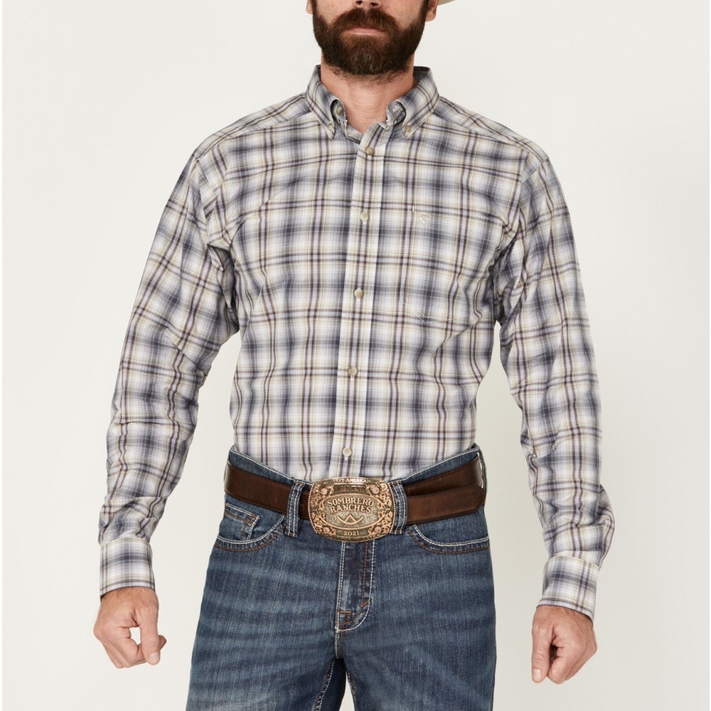 ARIAT MEN'S PRO SERIES DASH PLAID PRINT LONG SLEEVE BUTTON-DOWN WESTERN SHIRT